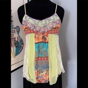 Boho Top w/sequins, chiffon and lace